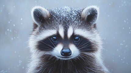 Fototapeta premium cute raccoon portrait showcasing its furry face and expressive eyes, representing the playful and inquisitive nature of this charming woodland creature