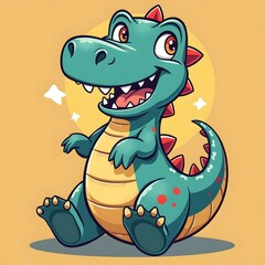 Obraz premium Cute Cartoon Dinosaur T-Shirt Design