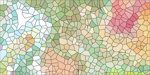  Abstract Seamless Multicolor Broken Stained-Glass Geometric Retro Tiles Pattern and Quartz Crystal Voronoi Diagram Background for Website, Fabric Printing, Brochures, Luxury/Premium Packaging