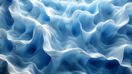 Obraz premium Futuristic Technology and Nature Fusion - Abstract Waves of Blue and White