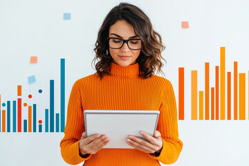 Freelancer using productivity tools and digital workflow trackers on a tablet, streamlining project management