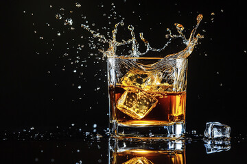 whiskey splash on black