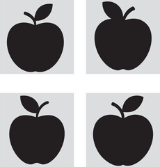 Apple silhouette vector white background  