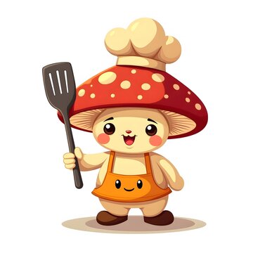 recommend clip art: Kawaii Mushroom Chef with Spatula and Apron