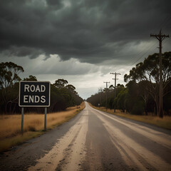 Road Ends sign in rural