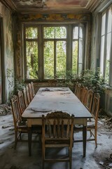 Fototapeta premium Old Dining Room in Decay.