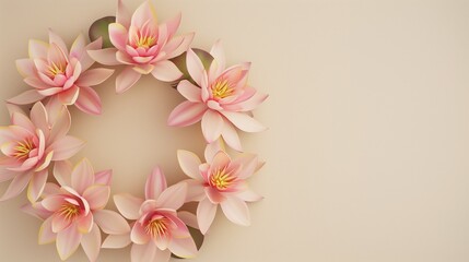 Fototapeta premium Water lily flower decoration middle blank space for greeting card or poster