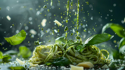 Fresh Pesto Spaghetti with Basil and Parmesan