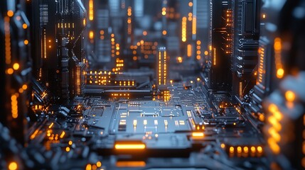 advanced semiconductor production factory utilizing cutting-edge technology and robotics for high-tech electronics and microchip manufacturing, focusing on precision and innovation