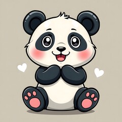 Fototapeta premium Cute Chibi Panda Vector Illustration for T-Shirt Design