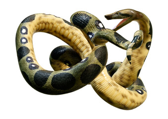 3D Rendering Green Anaconda on White