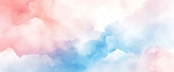 Abstract pastel blue and pink clouds in the sky.