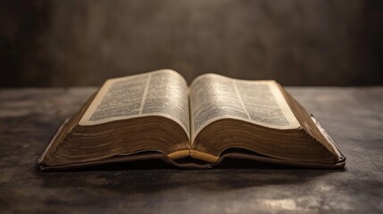 Obraz premium Holy bible laying open on a table