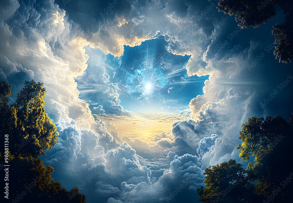 Poster creation of heaven and earth. generative ai