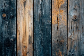 Naklejka premium Weathered Wooden Planks with Knots and Grain Patterns