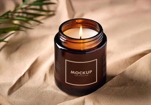 Dark Glass Candle Jar Mockup in a Spa with Generative AI