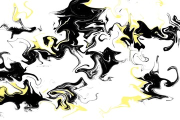 Fototapeta premium Liquid art texture. Abstract background with swirling paint effect. Black and yellow color. Painting with liquid acrylic that pours and splashes.