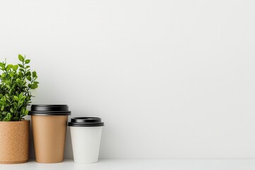 Array of eco-friendly product packaging with bold, green business branding, set against a white, minimalist backdrop, Sustainable packaging, branding environment