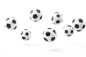 Soccer balls border soccer background floating.
