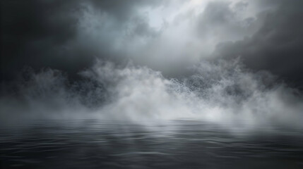 Obraz premium Dark and Foggy Sea with Cloudy Sky