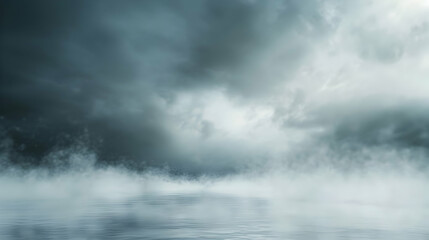 Obraz premium Foggy Lake with Cloudy Sky - Serene Landscape Photography