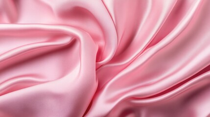 Fototapeta premium A close-up of pink silk fabric gently folded on a pale pink background, creating a luxurious feel.