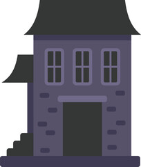 Spooky old haunted house with boarded up windows is casting eerie shadows