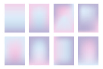 Set of winter pastel colored gradient. Modern fluid gradient vector background