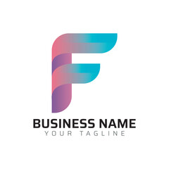 F abstract modern minimalist premium typography 3d colorful letter logo design template
