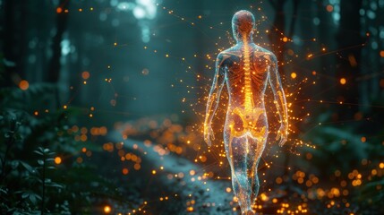 Close-up of a digital interface showing muscle activation patterns during an athletes performance in a sports science lab.