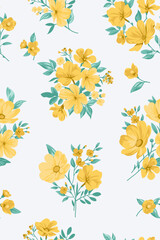 Seamless spring vector pattern with floral motif for dress fabric