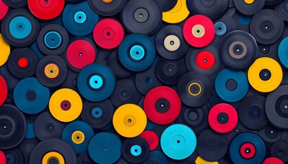 A vibrant and seamless illustration of colorful vinyls