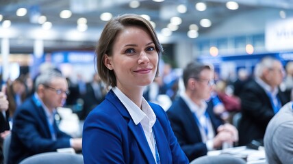  Confident Businesswoman Smiling in Modern Office