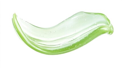 A solitary smear of clear gel on a white background, resembling a cleanser, aloe lotion, jelly serum, or shampoo, illustrates the essence of cosmetic beauty.