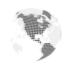 Big Black and White Transparent Spotted 3D Earth Globe Design - Global Business, Technology, Globalisation Concept, Vector Design Template - Isolated on White Background