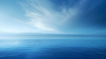 Obraz premium Serene Ocean Horizon with Blue Sky and Clouds