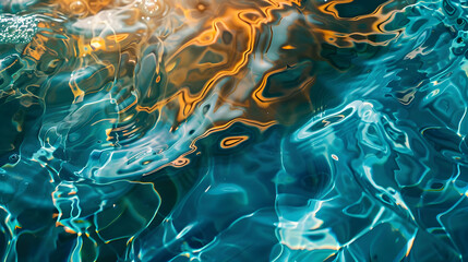 Obraz premium Abstract Water Ripples: Blue and Gold Reflections