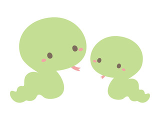 年賀状素材の挿絵、巳年のヘビの夫婦のベクターイラスト素材