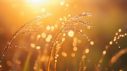 Glowing reeds at sunset