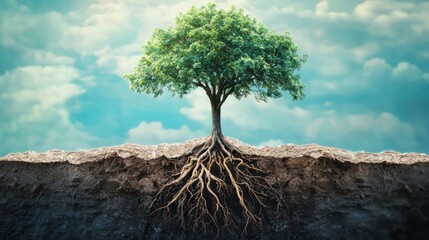 a tree deeply rooted in the ground, representing stability and the enduring nature of those who abide