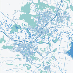 Obraz premium Map of Albury-Wodonga in Australia in a professional blue style. Contains layered vector with roads water, parks, etc.