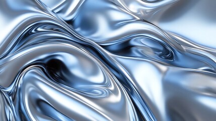 abstract smooth silver metallic liquid waves background with high-resolution glossy and reflective surfaces ideal for seamless polished designs and sleek flowing textures