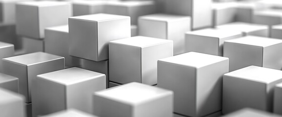 Fototapeta premium Abstract background of white cubes stacked in a random pattern.