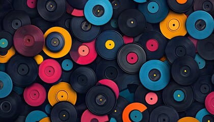 Colorful vinyls seamelssly scattered around