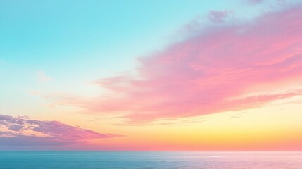 Fototapeta premium a peaceful sunset sky featuring a soft gradient of pastel colors blending pinks oranges and blues creating a serene tranquil evening scene and nature’s beauty