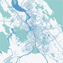 Map of Launceston in Australia in a professional blue style. Contains layered vector with roads water, parks, etc.