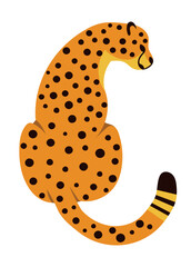 Sitting Cheetah or Leopard Vector Cartoon Illustration, View back © yaviki