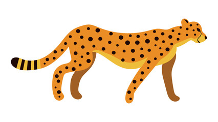Hunting Cheetah or Leopard Vector Cartoon Illustration Isolated on White