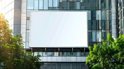 Obraz premium Blank Billboard on Modern Skyscraper Building