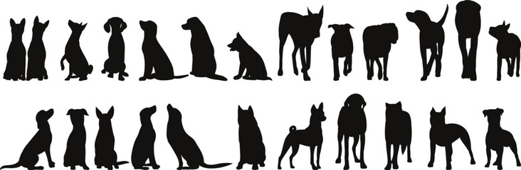 set of dog silhouettes, vector